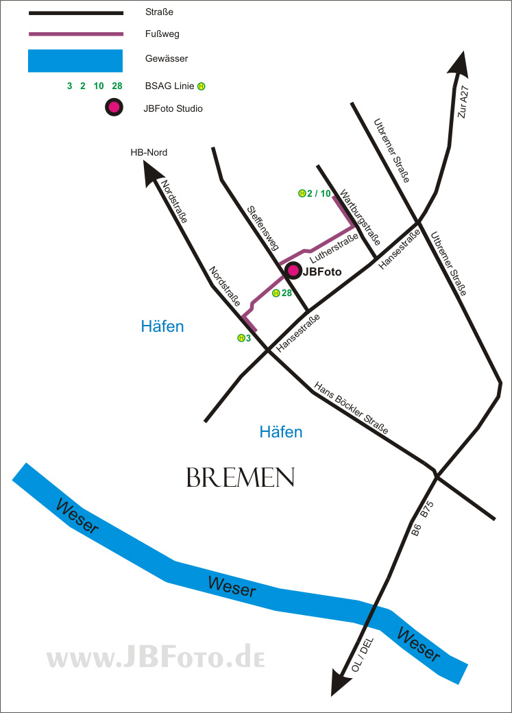 Mietstudio für Fotografie - Bremen / Anfahrt / Grafik